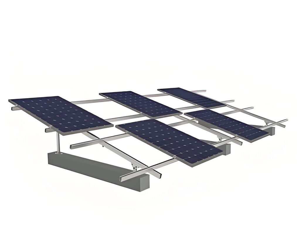 Solar Panel Mounting Brackets Flexible Connection Allowing Installation on Concrete Base Earth Ground and Sloped Surfaces